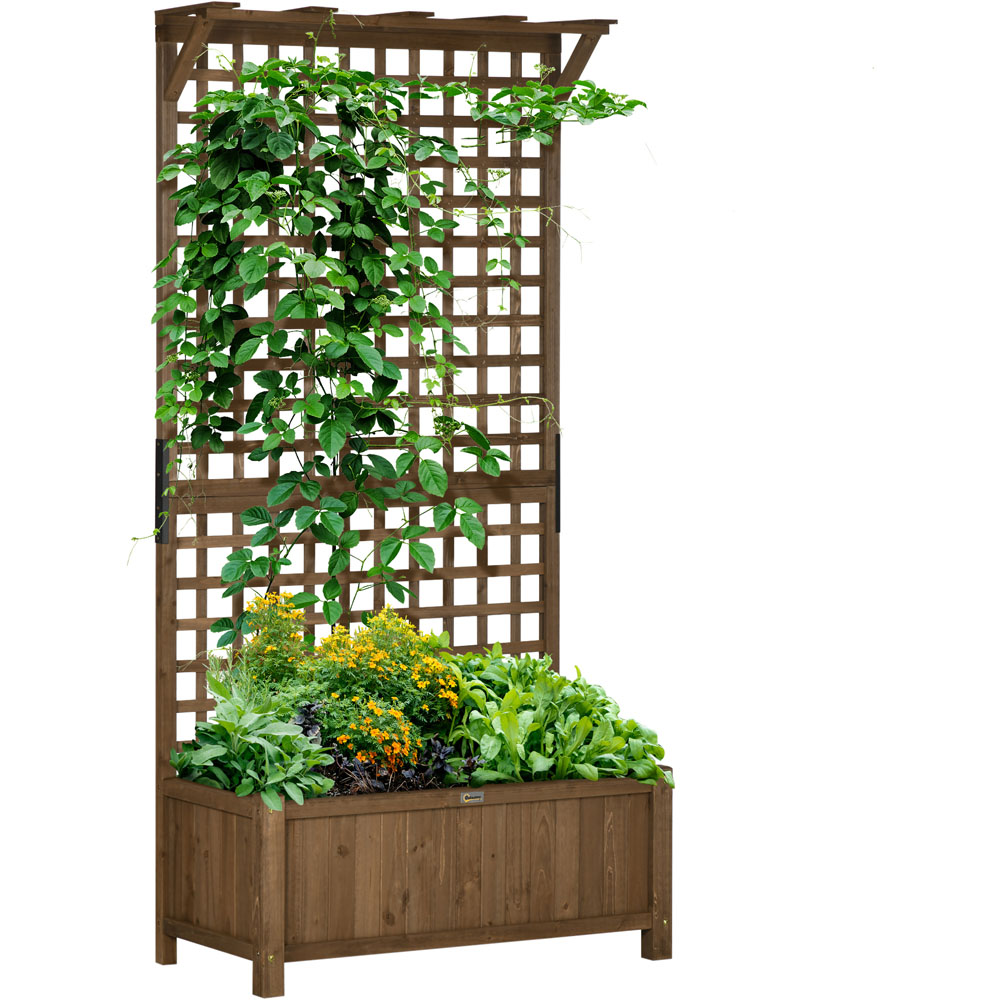 Outsunny Wood Planter with Trellis Image 1