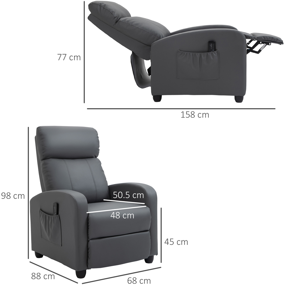 Portland Grey PU Leather Massage Recliner Chair with Remote Image 9