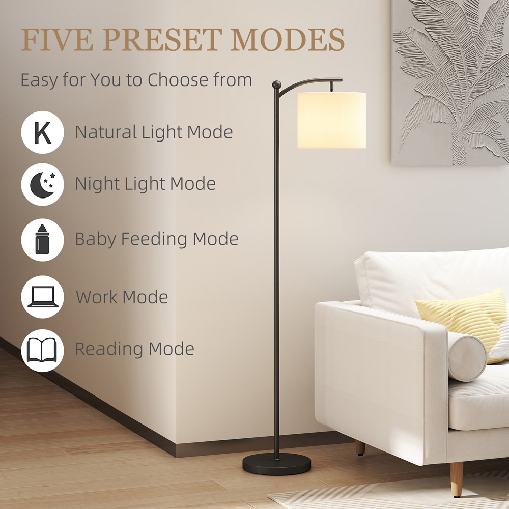 HOMCOM Black Dimmable LED Floor Lamp with 11 Colour Temperature Image 7