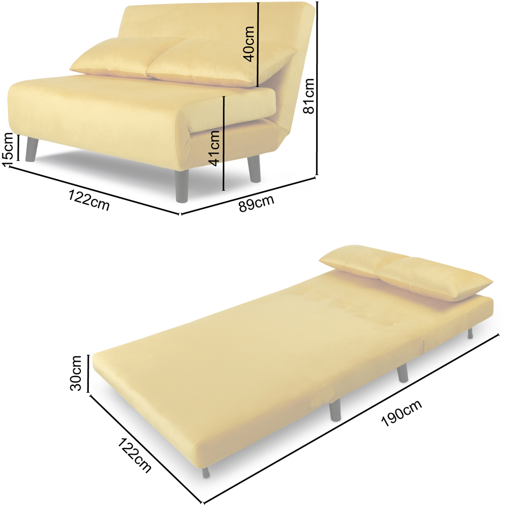 Aurora 2 Seater Yellow Velvet Sofa Bed Image 9
