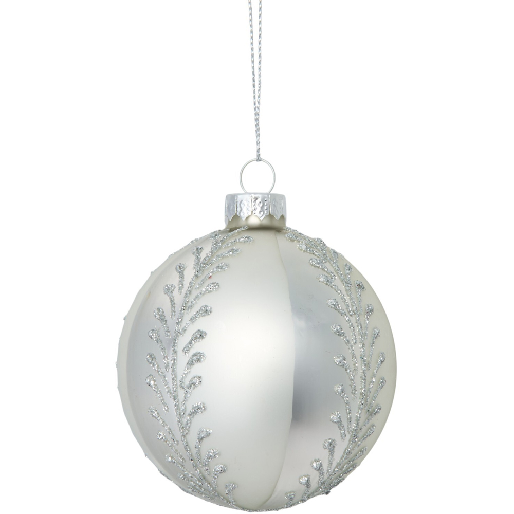 Matte Silver Glitter Bauble Image 4