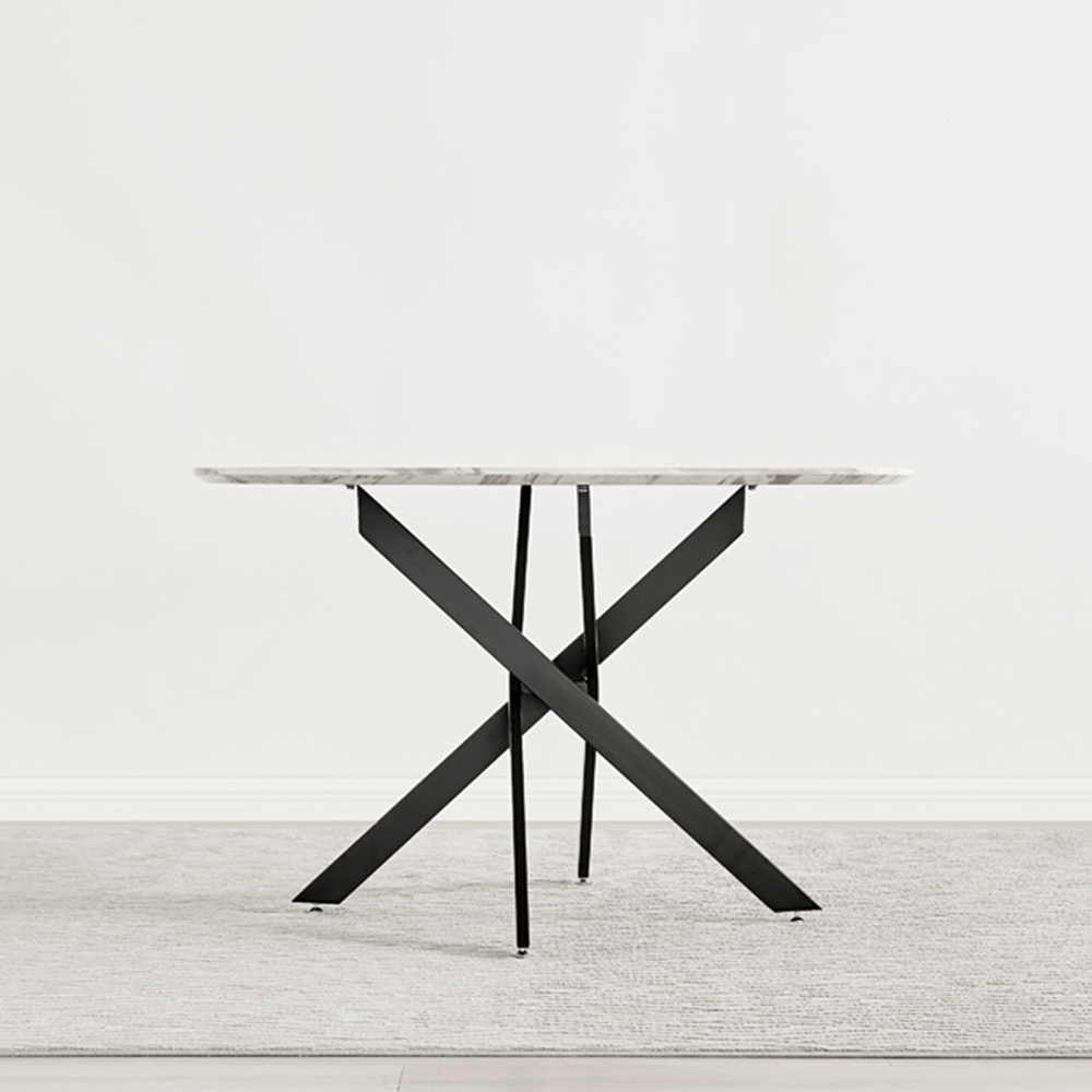 Furniturebox Arona 6 Seater Round Dining Table White Marble and Black Image 6