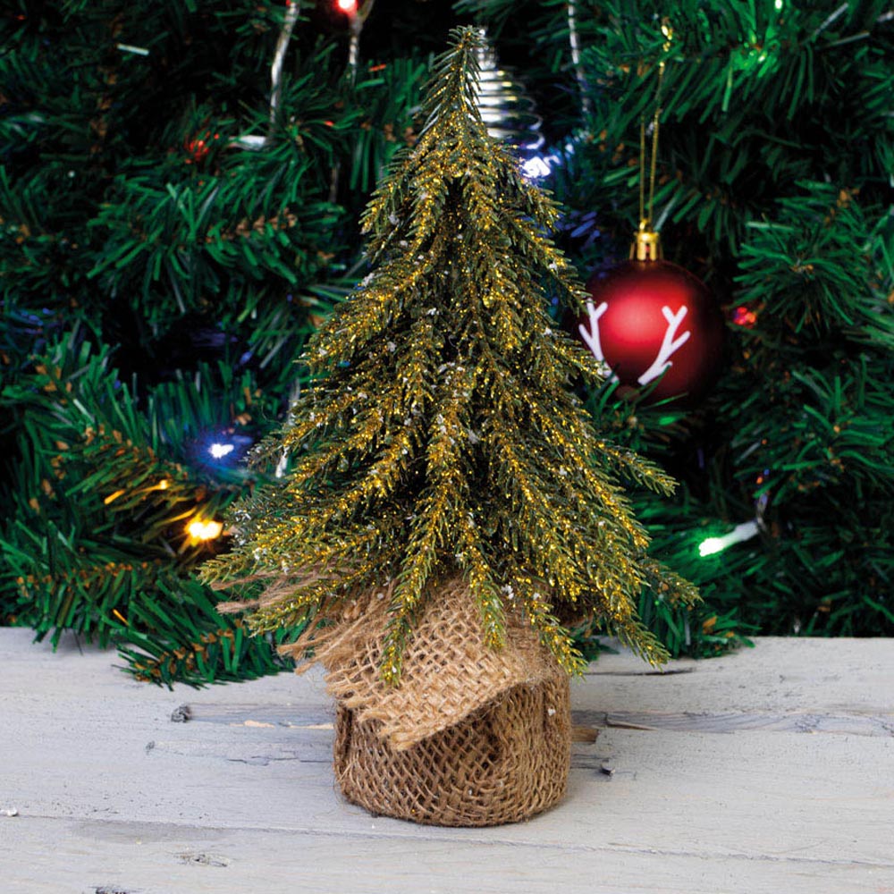 St Helens 20cm Green Gold Finish Mini Christmas Tree Image 3