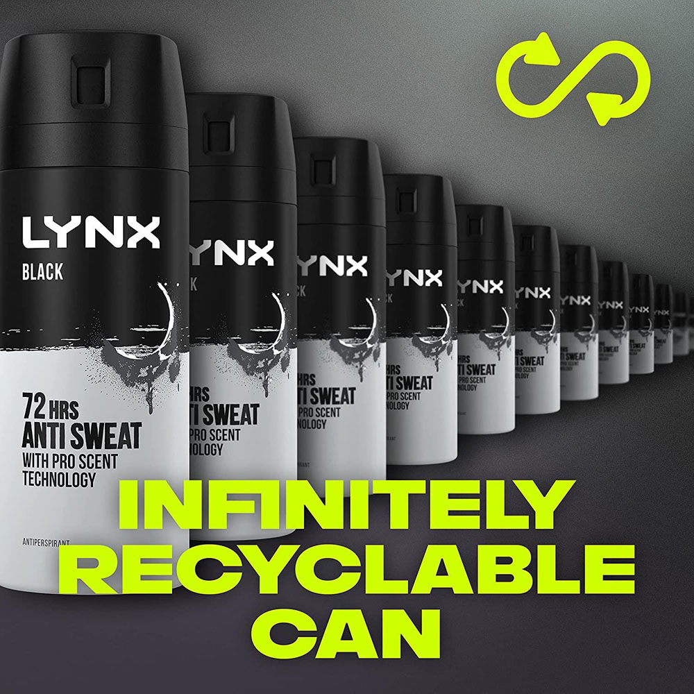 Lynx Black Frozen Pear and Cedarwood 72H Protection Anti-Perspirant Deodorant Spray 150ml 36 Pack Image 5