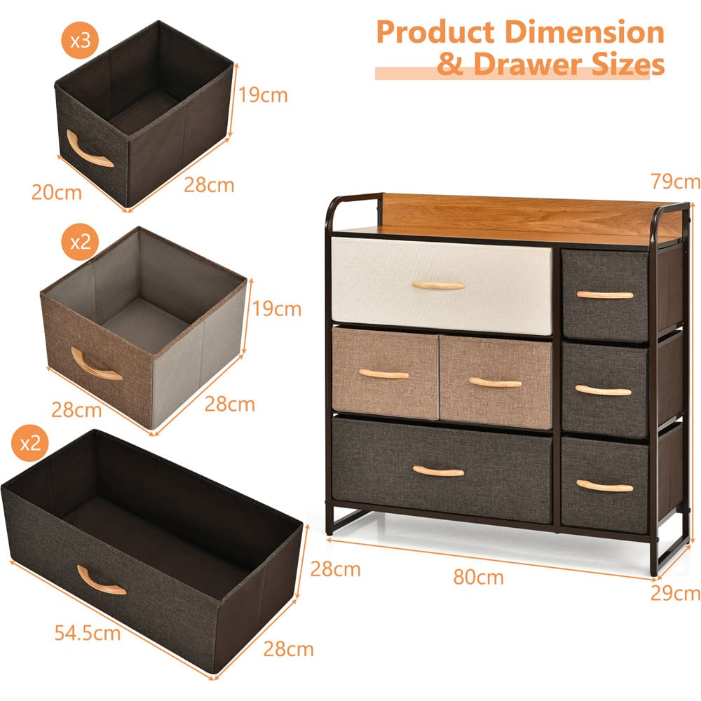 Costway 7 Drawer Wooden Top Chest of Drawers Image 9