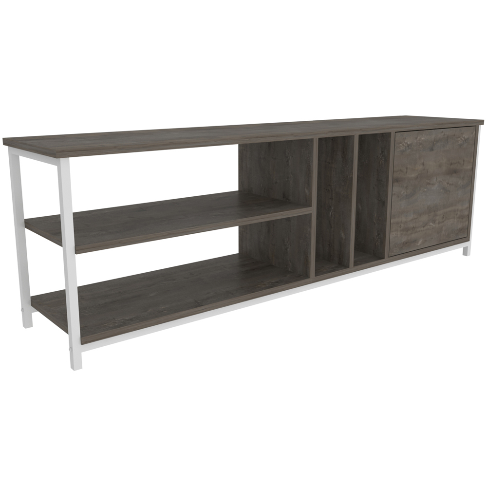 Decorotika Oneida Single Door 4 Shelf White Wenge TV Stand for 72 inch TV Image 2