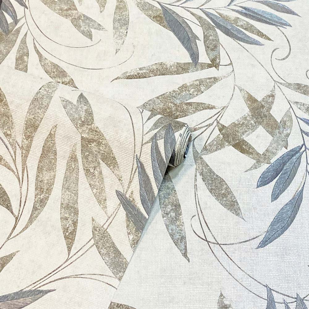 Arthouse Luxury Leaf Neutral and Grey Wallpaper Image 2