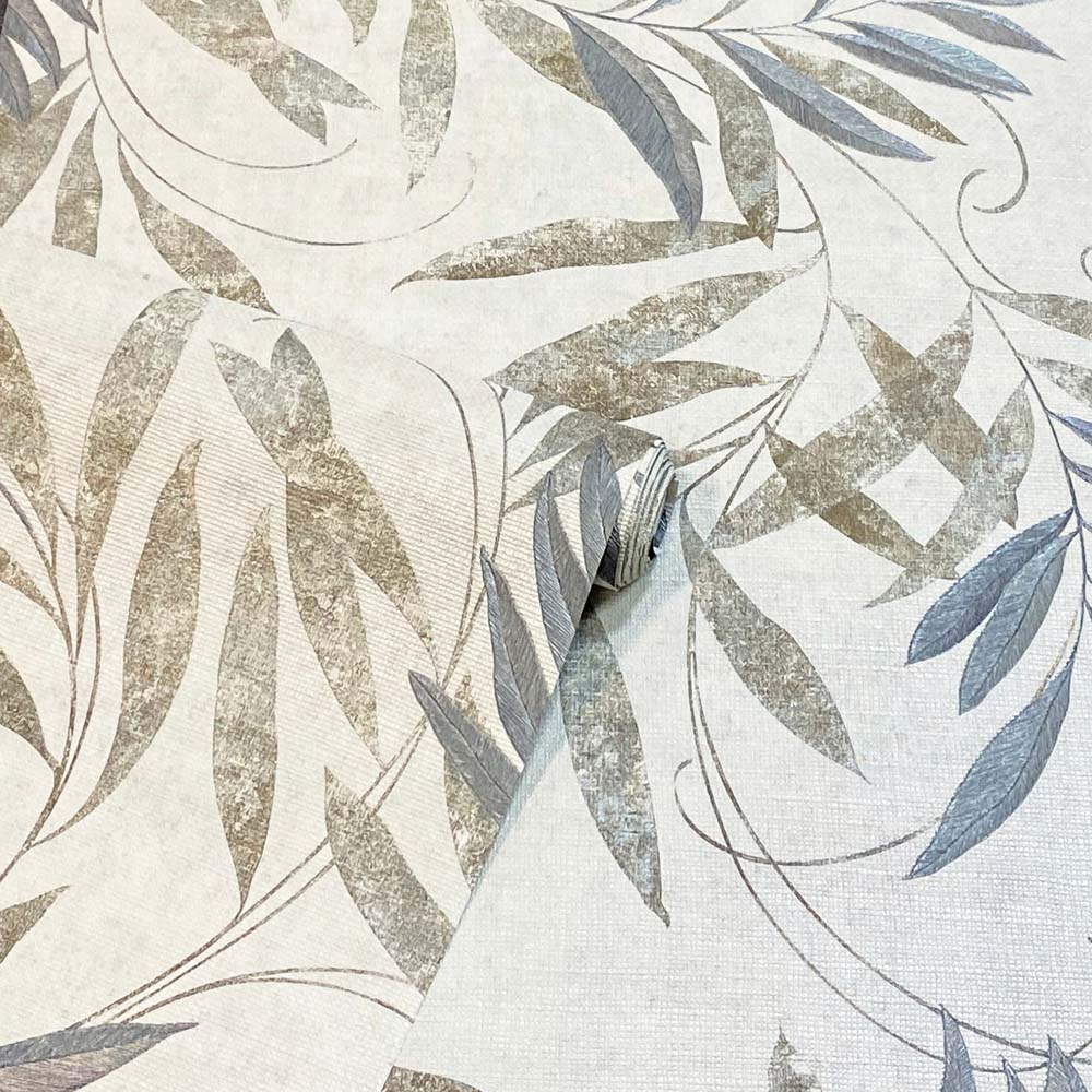 Arthouse Luxury Leaf Neutral and Grey Wallpaper Image 2
