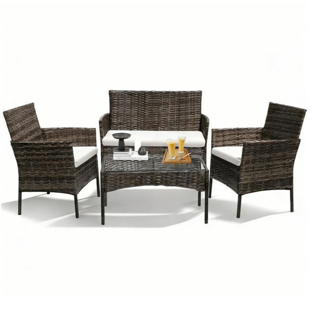 Willowmare 4 Seater Grey PE Rattan Garden Lounge Set Image 2
