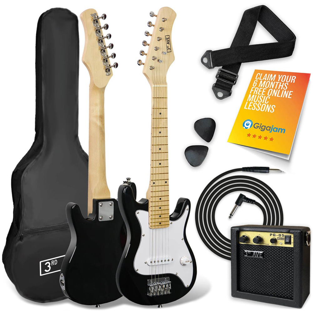 3rd Avenue Black and White Junior Electric Guitar Set Image 1