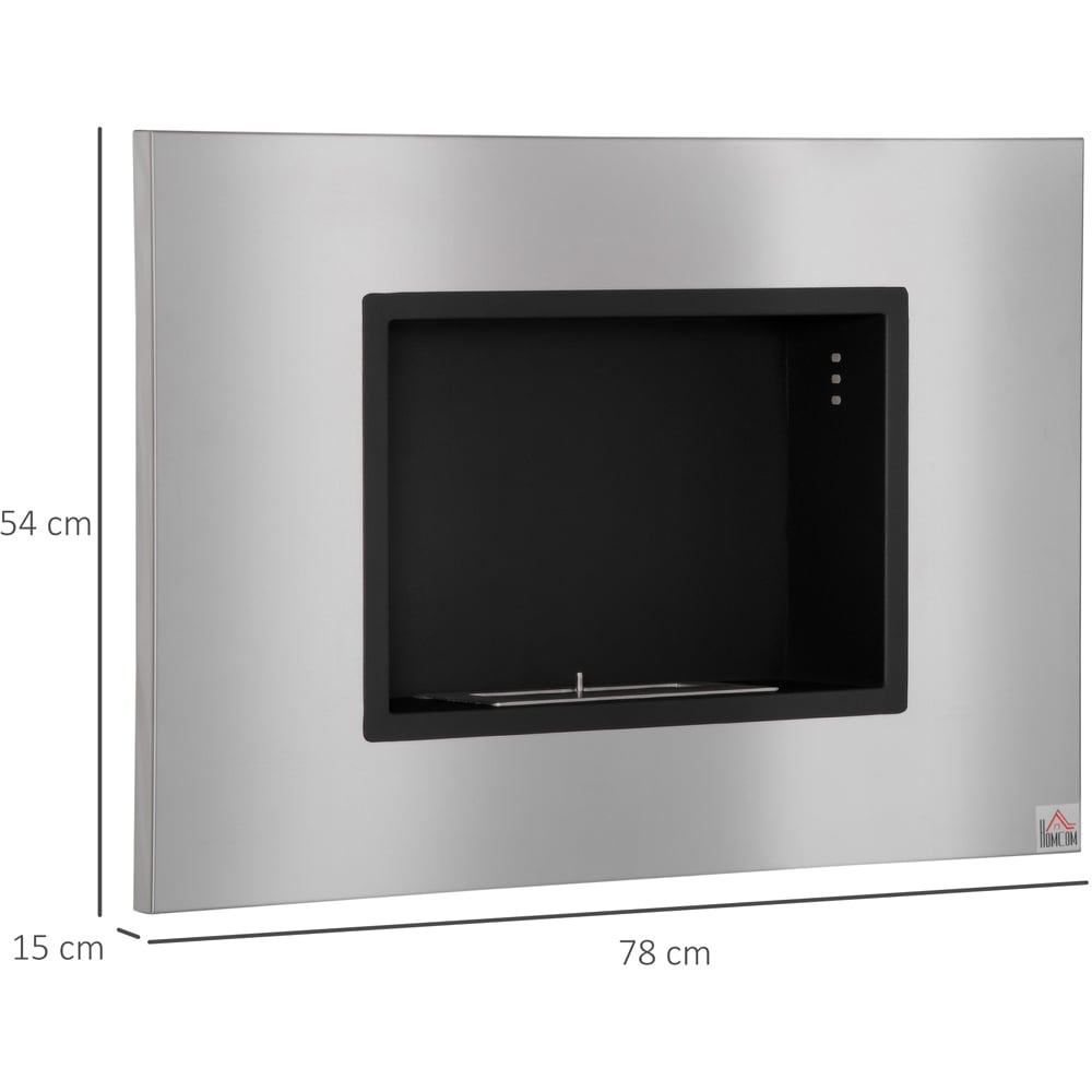 HOMCOM Silver Wall Mounted Bio Ethanol Fireplace Heater with Tank 1.5L Image 8
