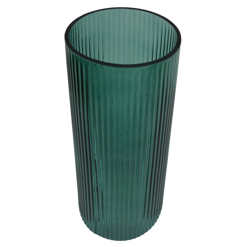 Botanik Green Ridged Glass Vase 28cm Image 3