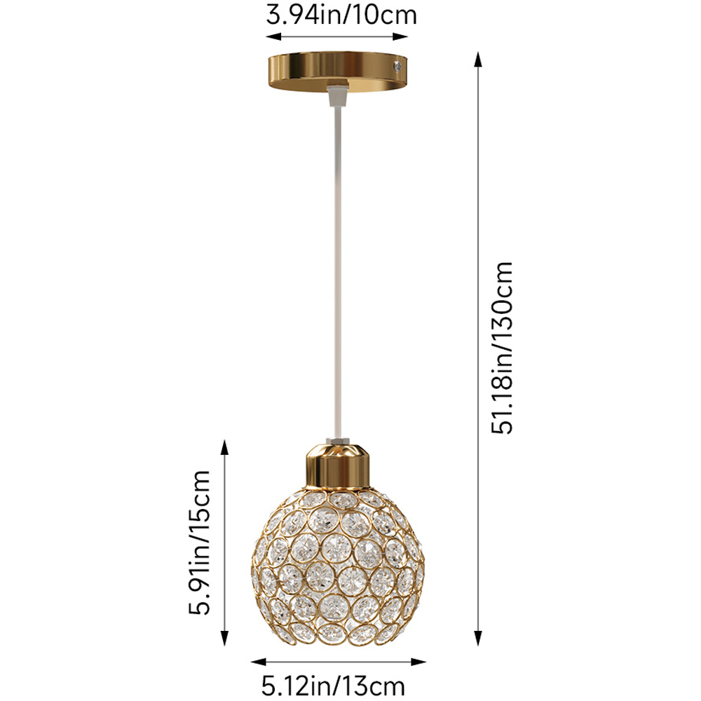 Living and Home Gold Iron Spherical Clear Glass Shade E27 Pendant Light Image 8