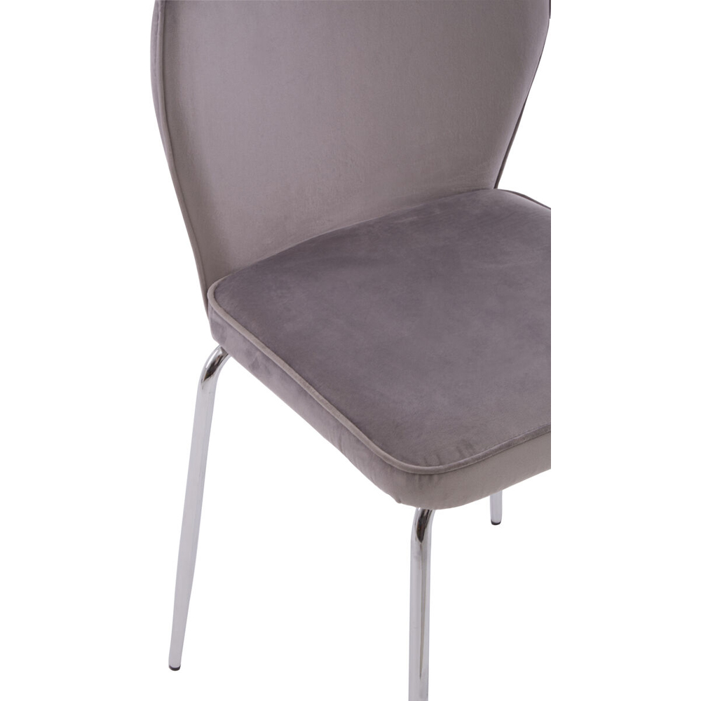 Premier Housewares Tamzin Mink and Chrome Finish Curved Upholstered Dining Chair Image 5