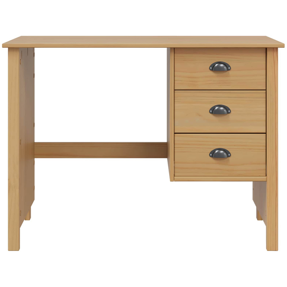 vidaXL Hill 3 Drawer Compact Pine Wood Home Desk Brown Image 5