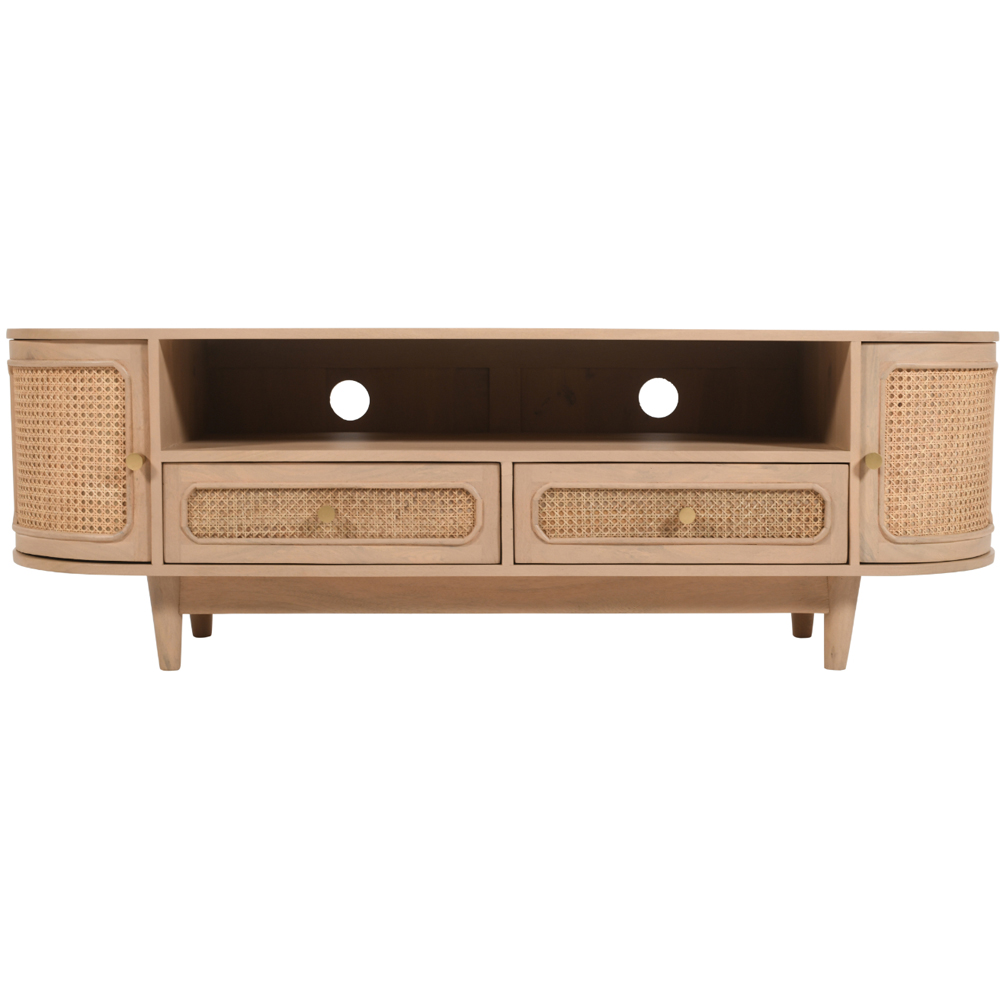 Brooklyn Valencia 2 Door 2 Drawer Cane and Mango Wood TV Cabinet Image 3