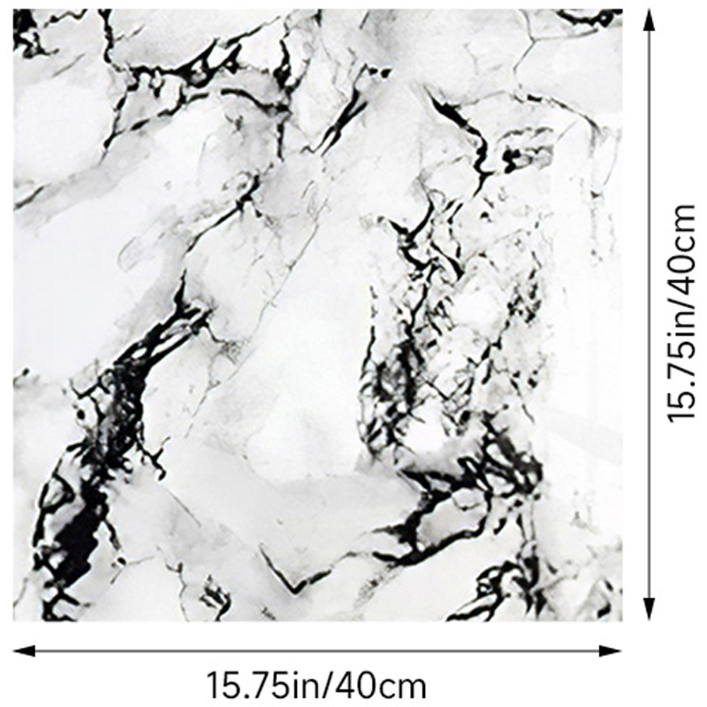 Living and Home Marble Patterned White and Black Self Adhesive PVC Wall Sticker 10 Pack Image 3