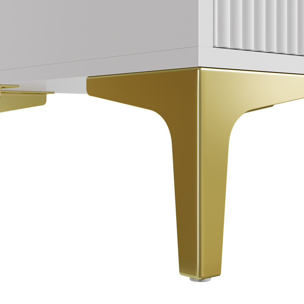 Living and Home 2 Drawer White and Gold Modern Bedside Table Image 5
