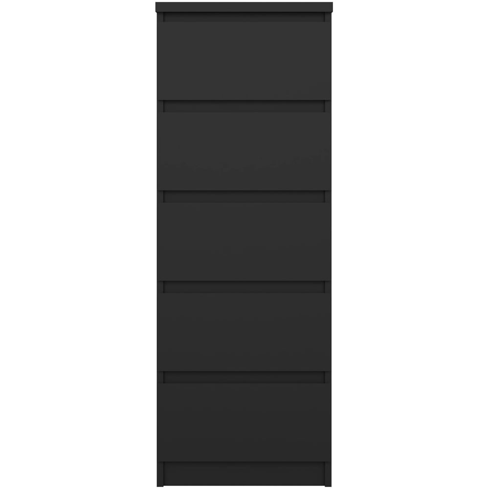 Florence 5 Drawer Matt Black Narrow Chest of Drawers Image 3