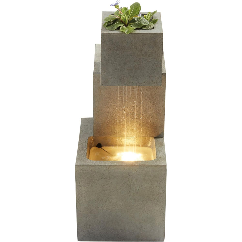 Serenity Cascade 3-Tier LED Water Feature with Planter Image 4