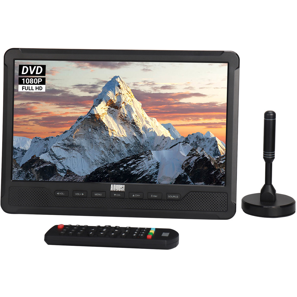 August DA383D Rechargeable Portable Freeview HD TV with Built-In DVD Player 10 inch Image 2