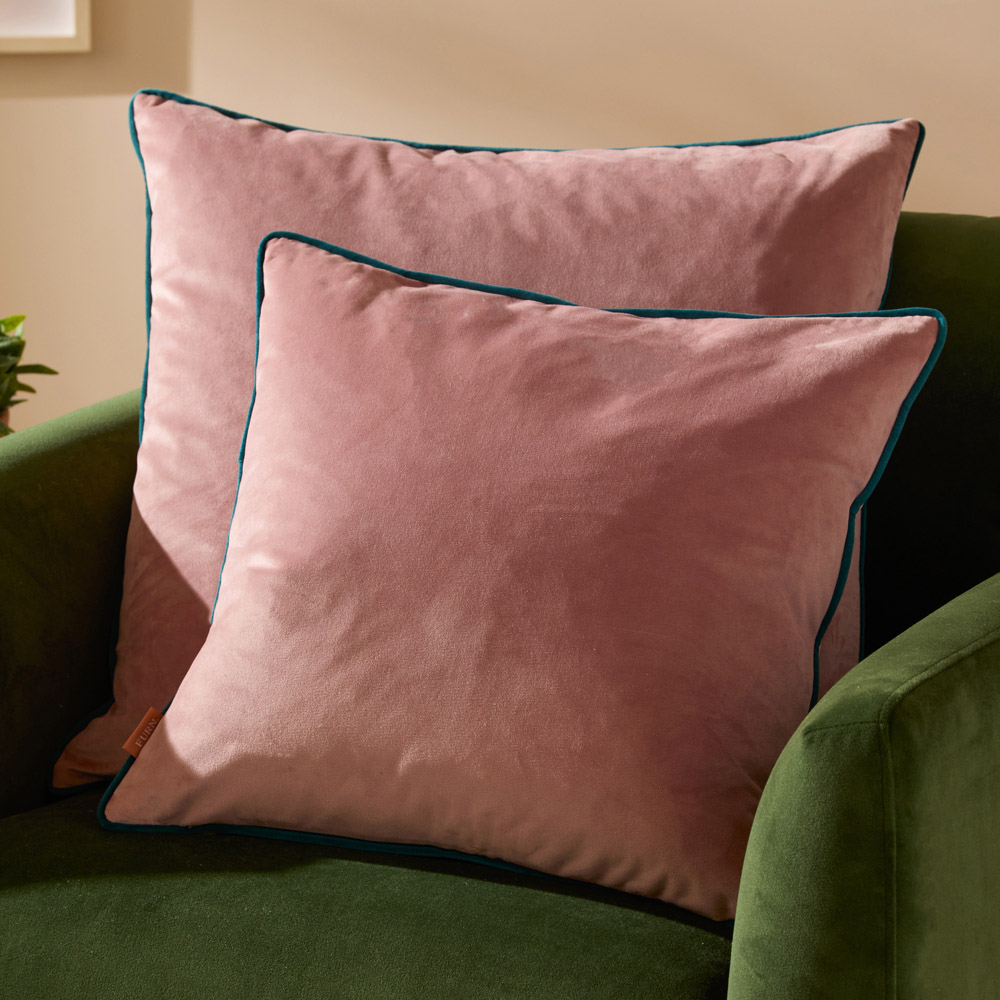 Furn Meridian Blush and Teal Velvet Cushion 45 x 45cm Image 5
