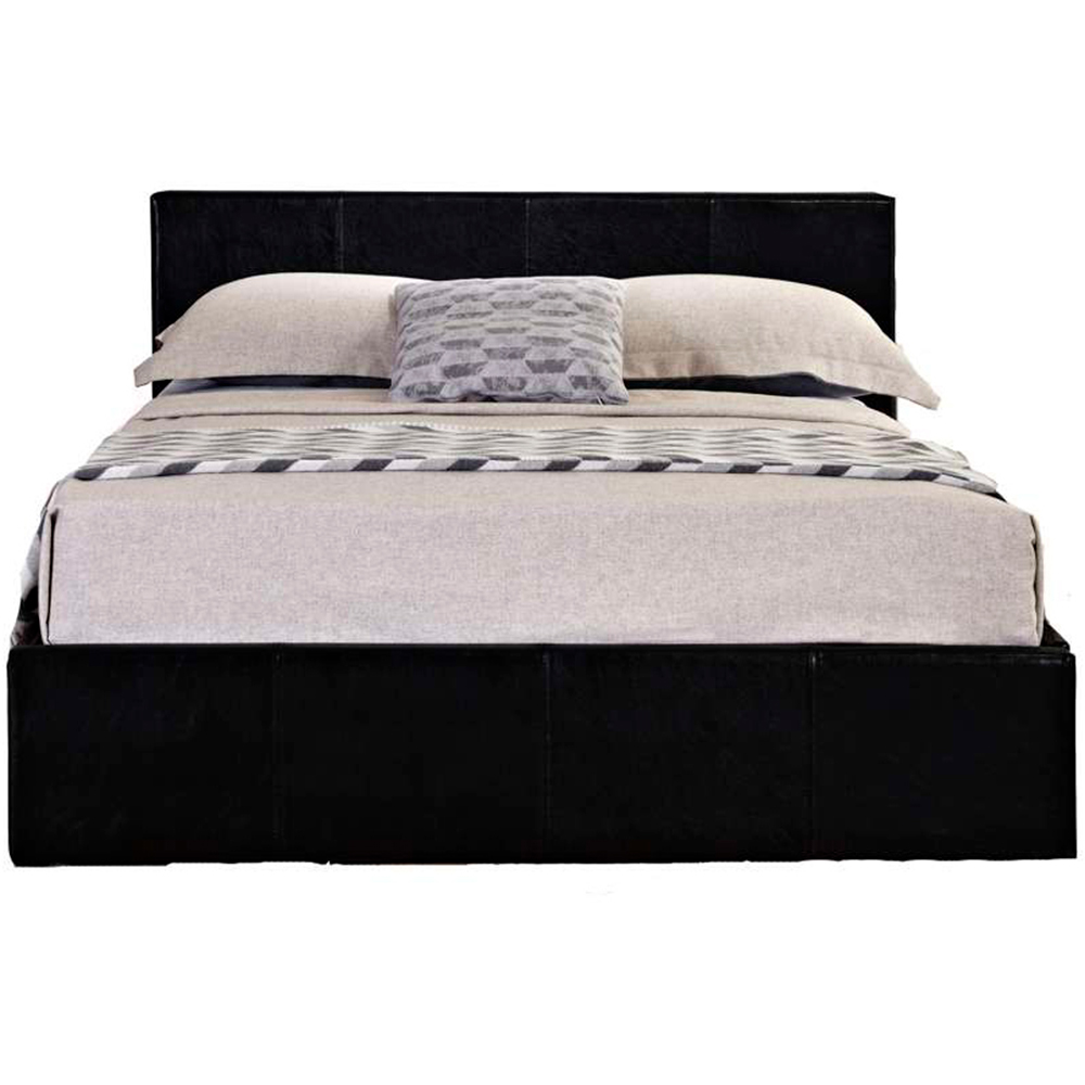 Berlin King Size Black Faux Leather Ottoman Bed Image 2