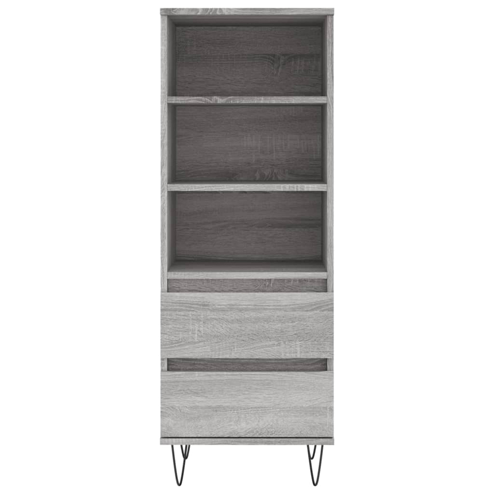 vidaXL 2 Drawer 3 Shelf Grey Sonoma Highboard Image 5