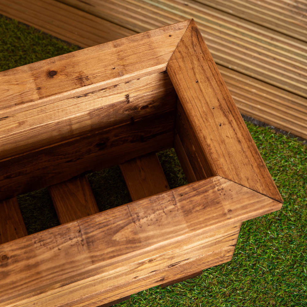 Samuel Alexander Hand Made Rustic Wooden Small Garden Trough 56 x 34cm Image 3