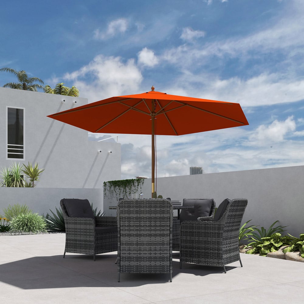 Outsunny Orange Wood Garden Sun Shade Parasol 2.5m Image 4