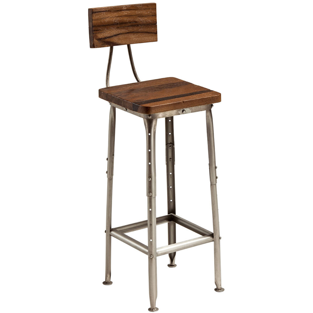 Premier Housewares Apex Brown and Silver Industrial-Style Bar Chair Image 2