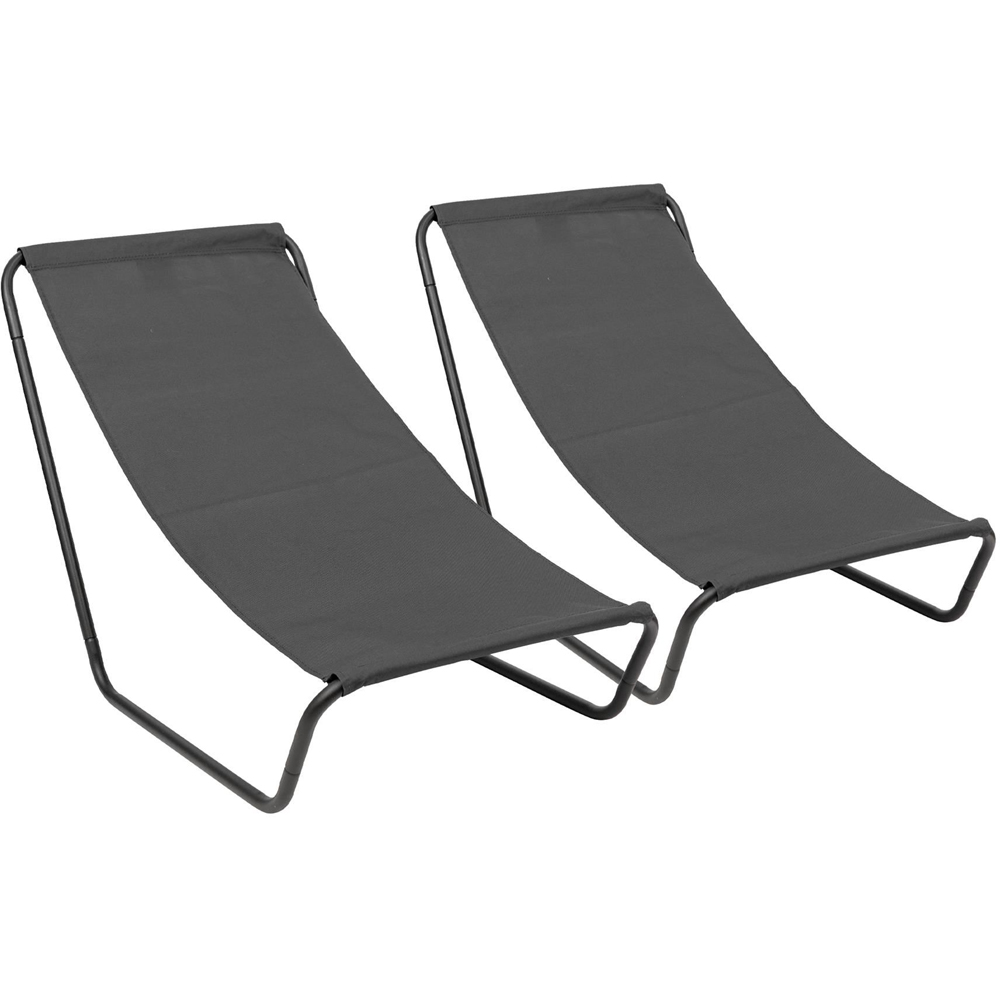 Harbour Housewares Set of 2 Matt Black and Black Folding Beach Lounger Image 2
