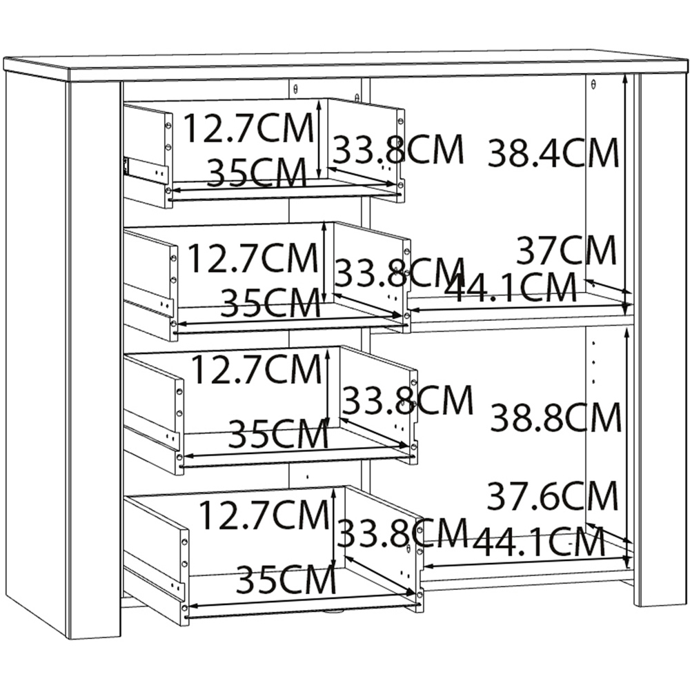 Florence Single Door 4 Drawer Riviera Oak and Navy Chest of Drawers Image 9