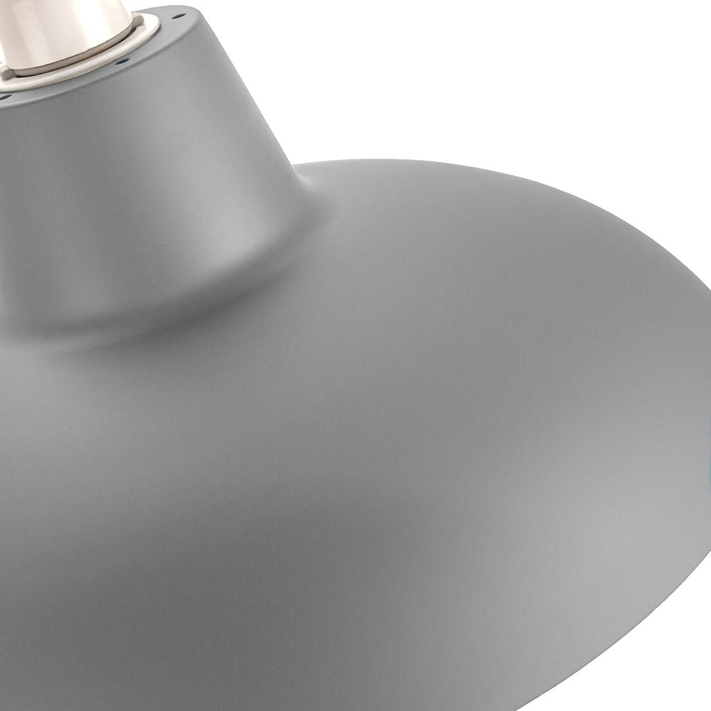 Happy Homewares Matt Grey Curved Metal Industrial Retro Designed Pendant Shade Image 3