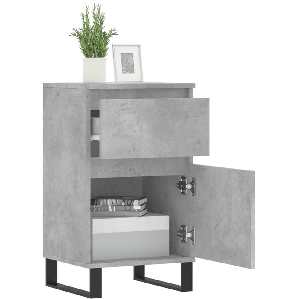vidaXL Single Door Single Drawer Concrete Grey Wooden Sideboard Set of 2 Image 4