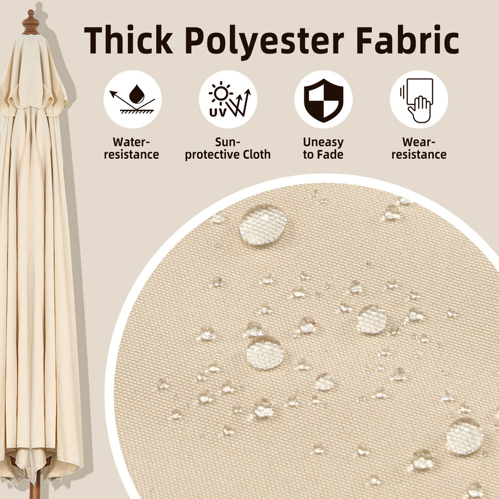 Costway Wooden Tilt Parasol with 8 Ribs 3m Image 7