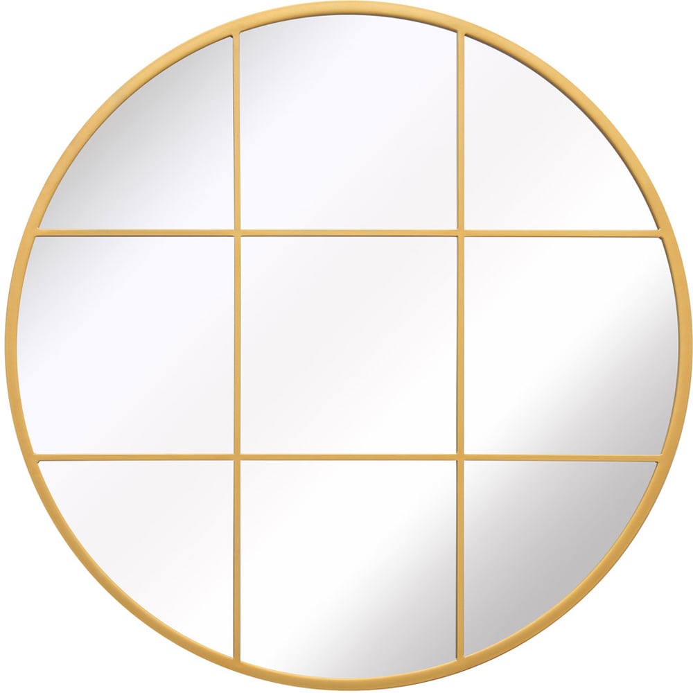 MirrorOutlet The Circulus Gold Metal Round Window Garden Wall Mirror 100 x 100cm Image 1