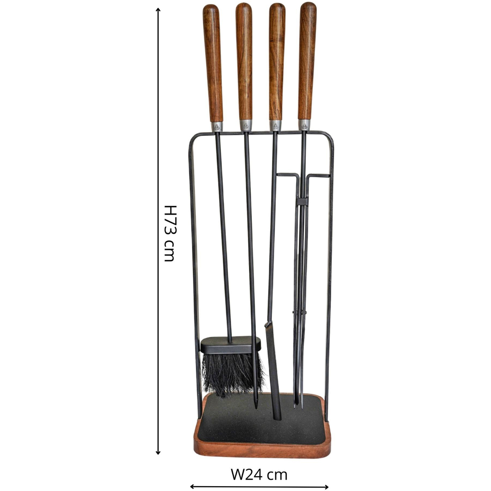 Ivyline 4 Piece Black Wooden Handle Square Companion Set Image 6