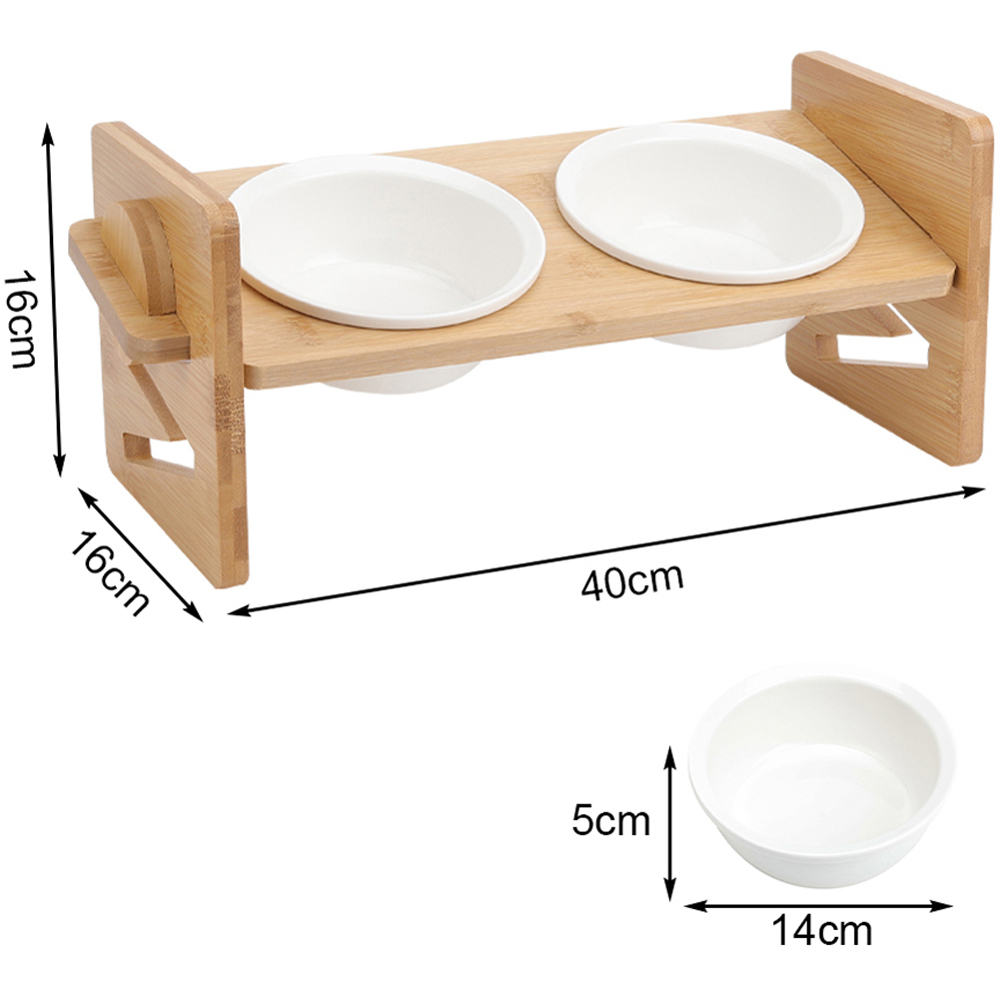 H&O Direct Double Bowl Height Adjustable Bamboo Pet Feeder Image 6