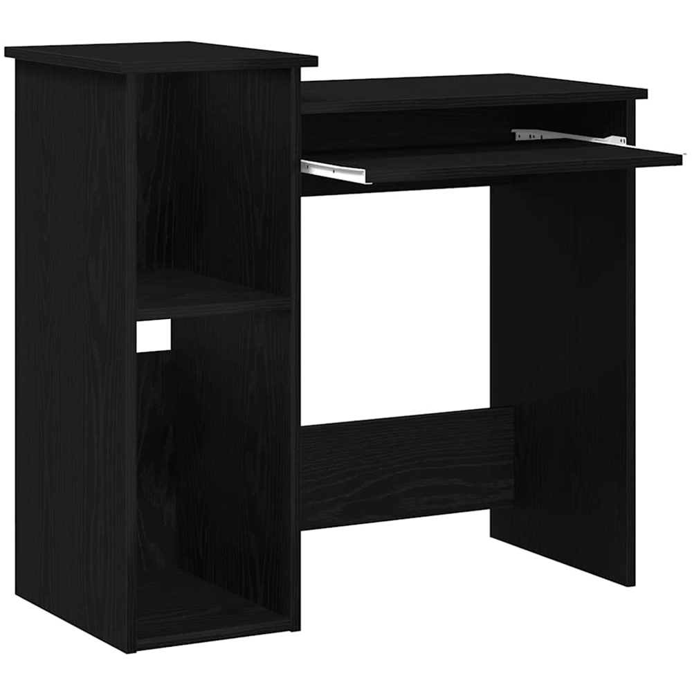 vidaXL 2 Shelf Computer Desk with Keyboard Tray Black Image 4