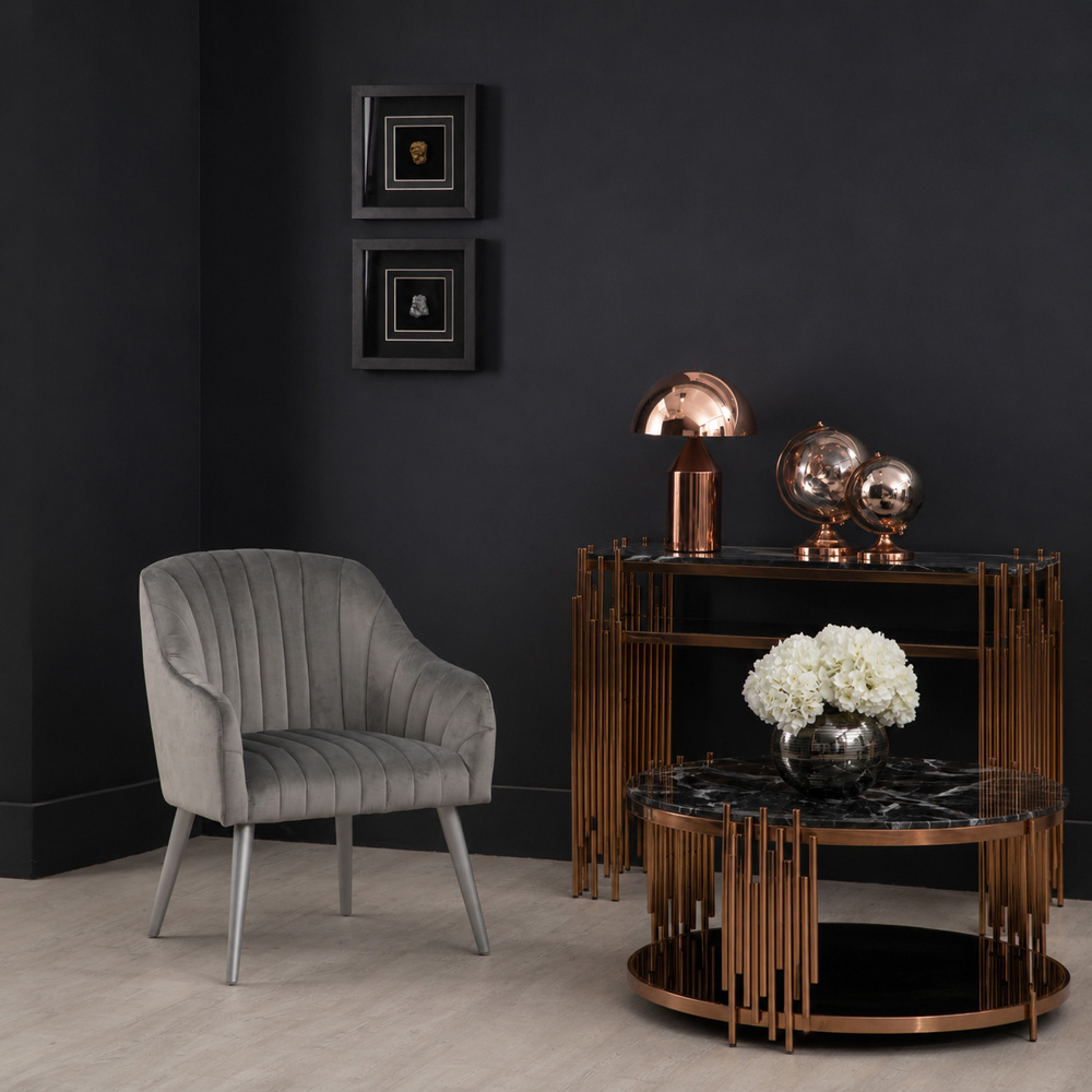 Premier Housewares Louxor Grey Fabric Armchair Image 6