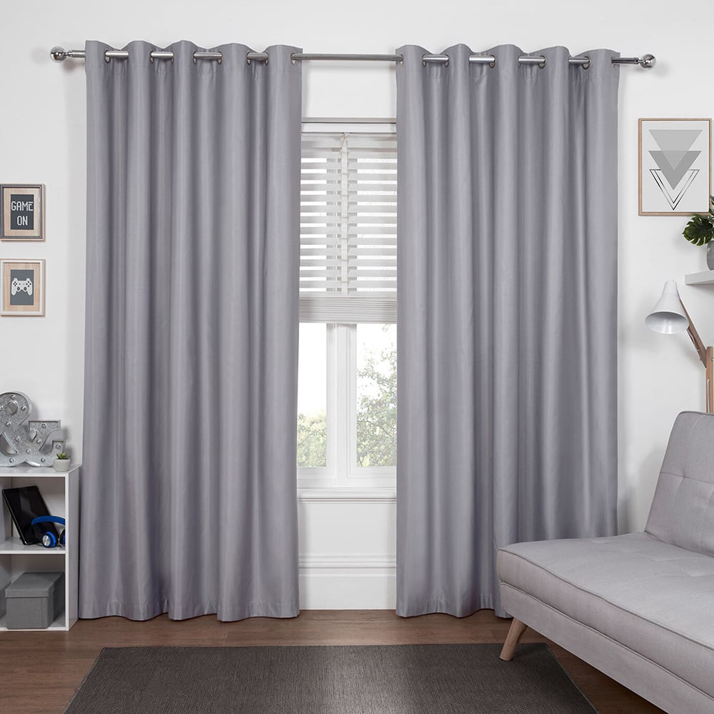 Grey Kids Blackout Eyelet Curtains 168cm Image 1