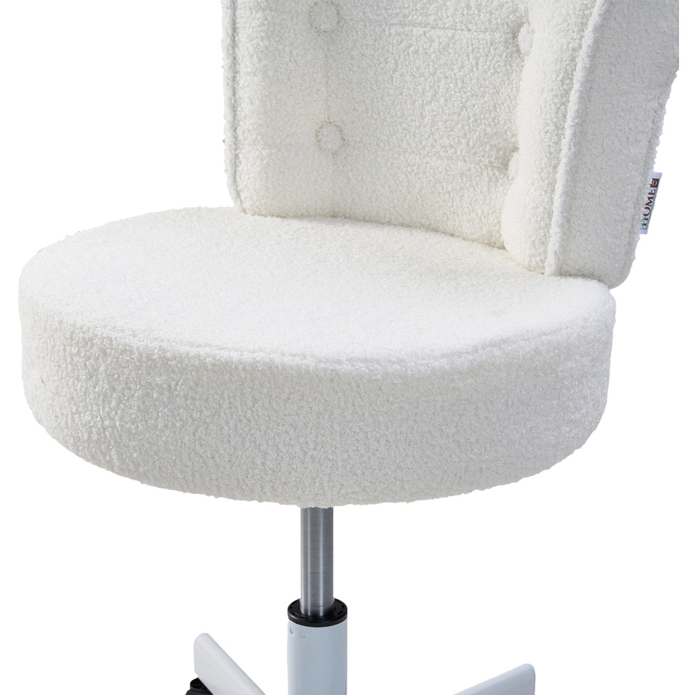 Living and Home White Teddy Fleece Button Tufted Vanity Chair with Castors Image 5