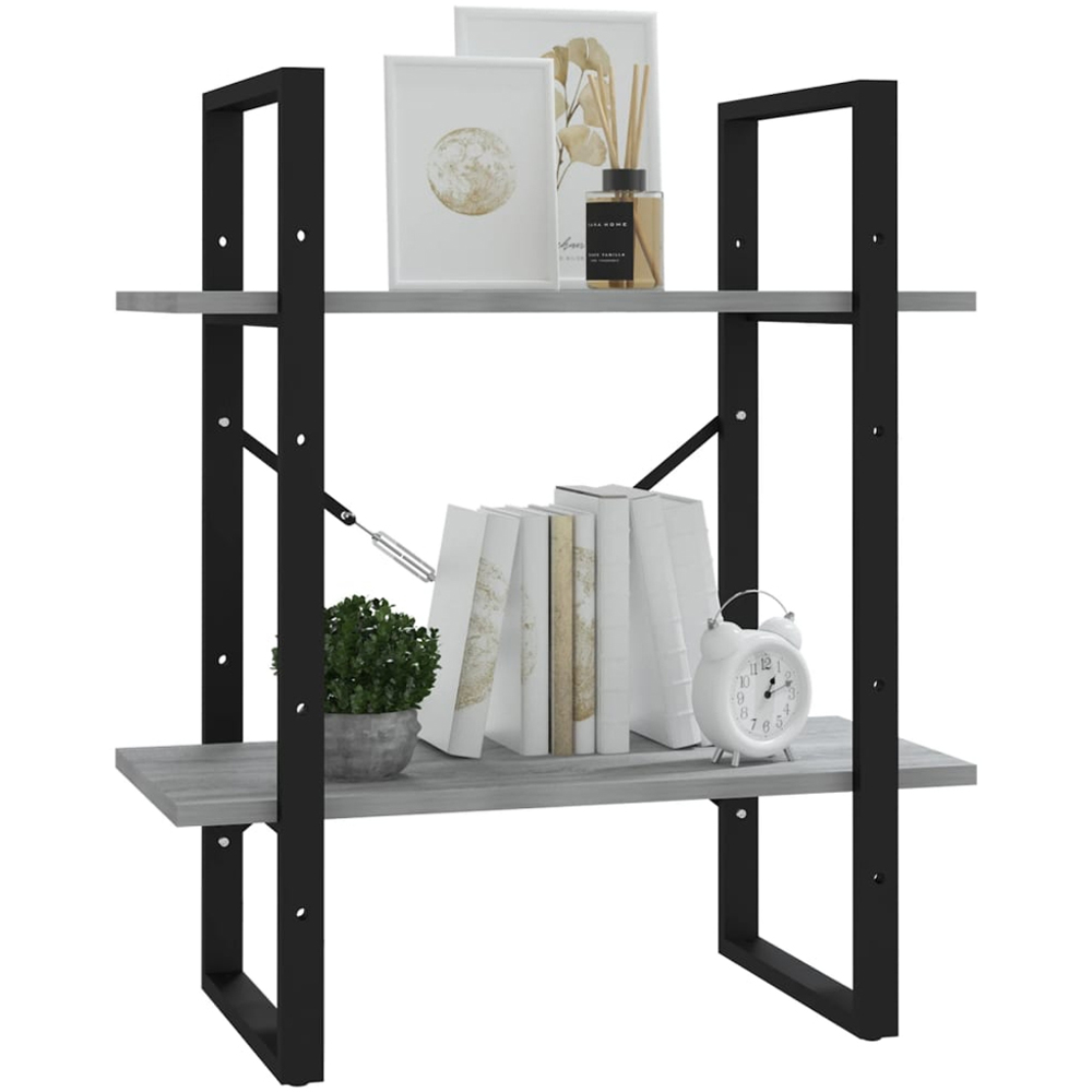vidaXL 2 Shelf Brown Oak Bookcase Image 4