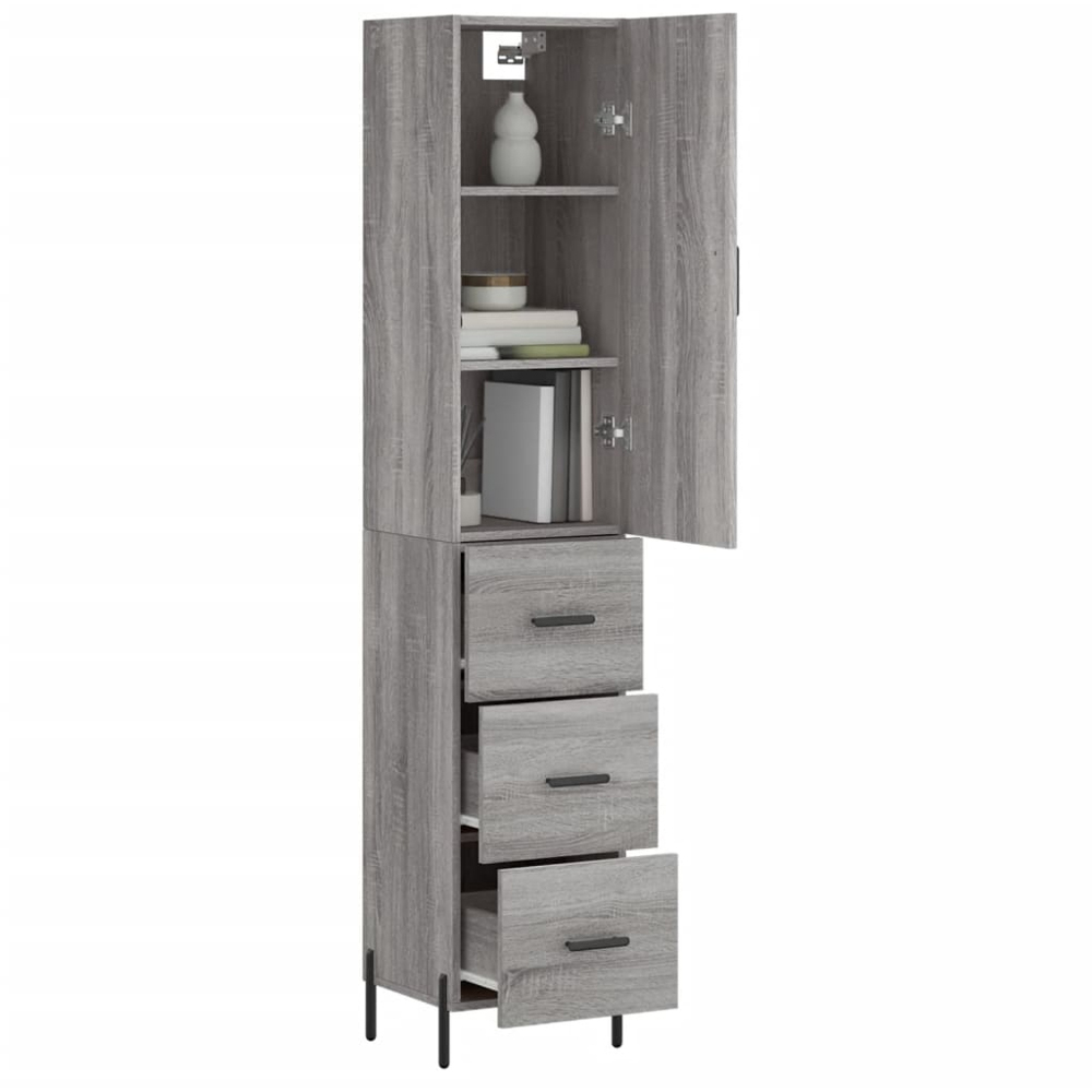 vidaXL Single Door 3 Drawer Grey Sonoma Highboard Image 3