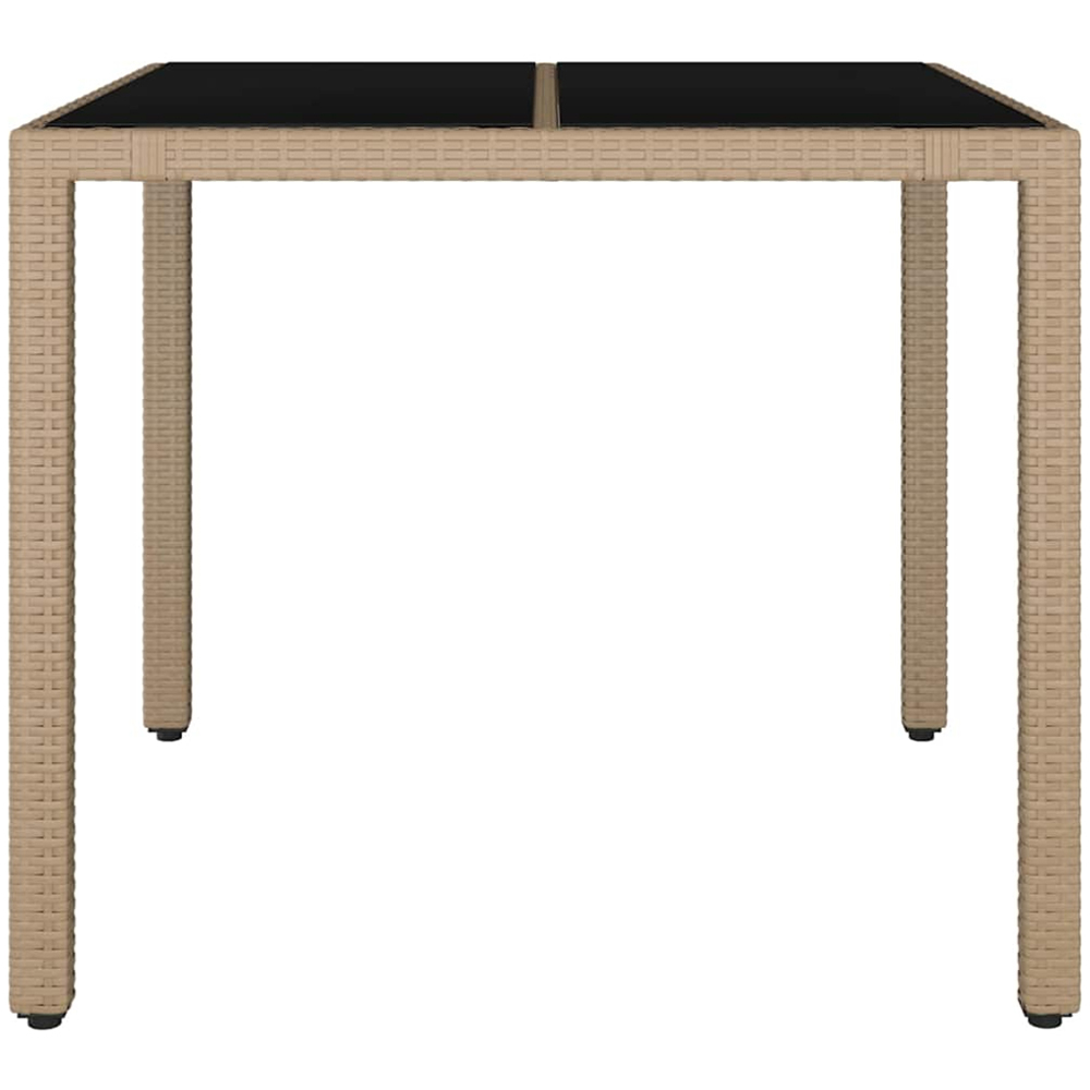 vidaXL 2 Seater Beige Polyrattan Tempered Glass Tabletop Garden Table Image 3
