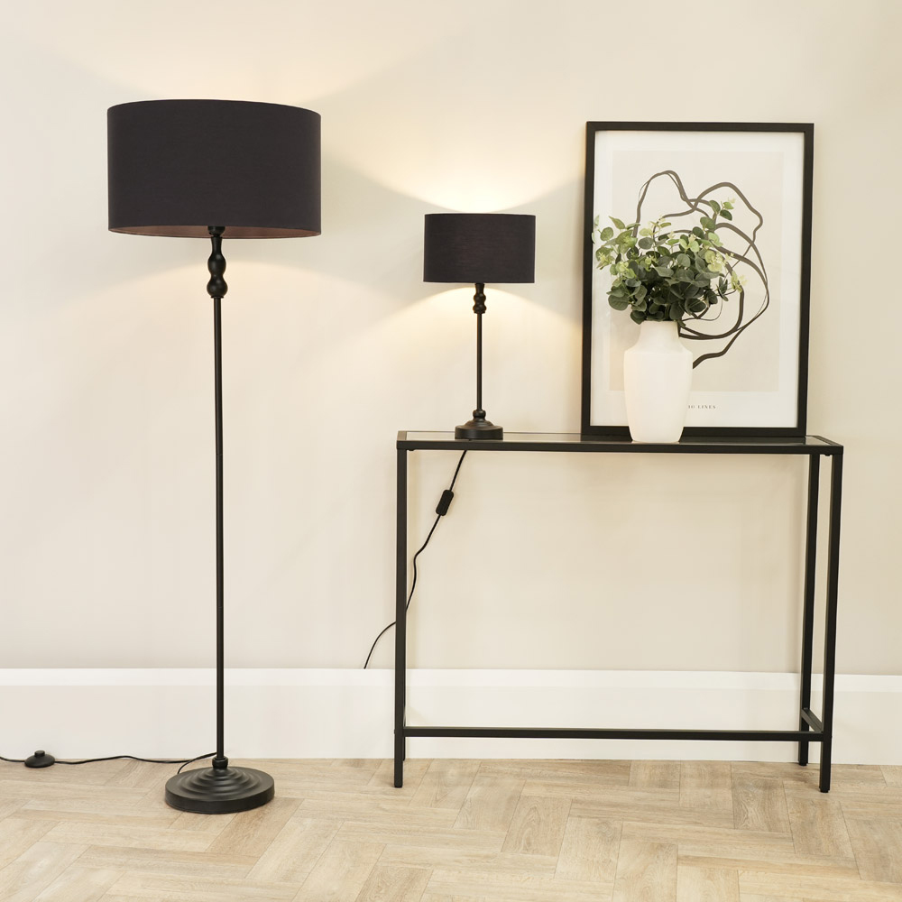 ValueLights Maggie Black Drum Shade Candlestick LED Table Lamp Image 5