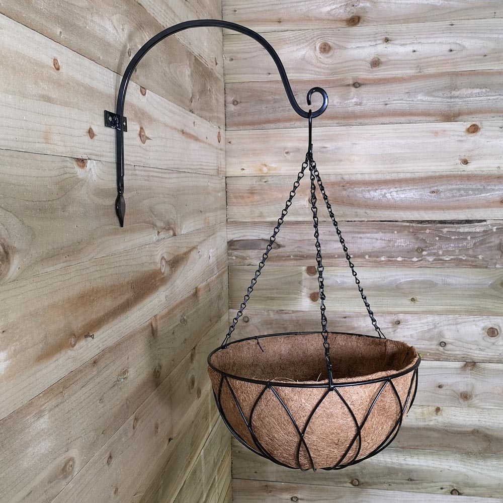 Samuel Alexander Black Lattice Metal Hanging Basket 35cm 2 Pack Image 5