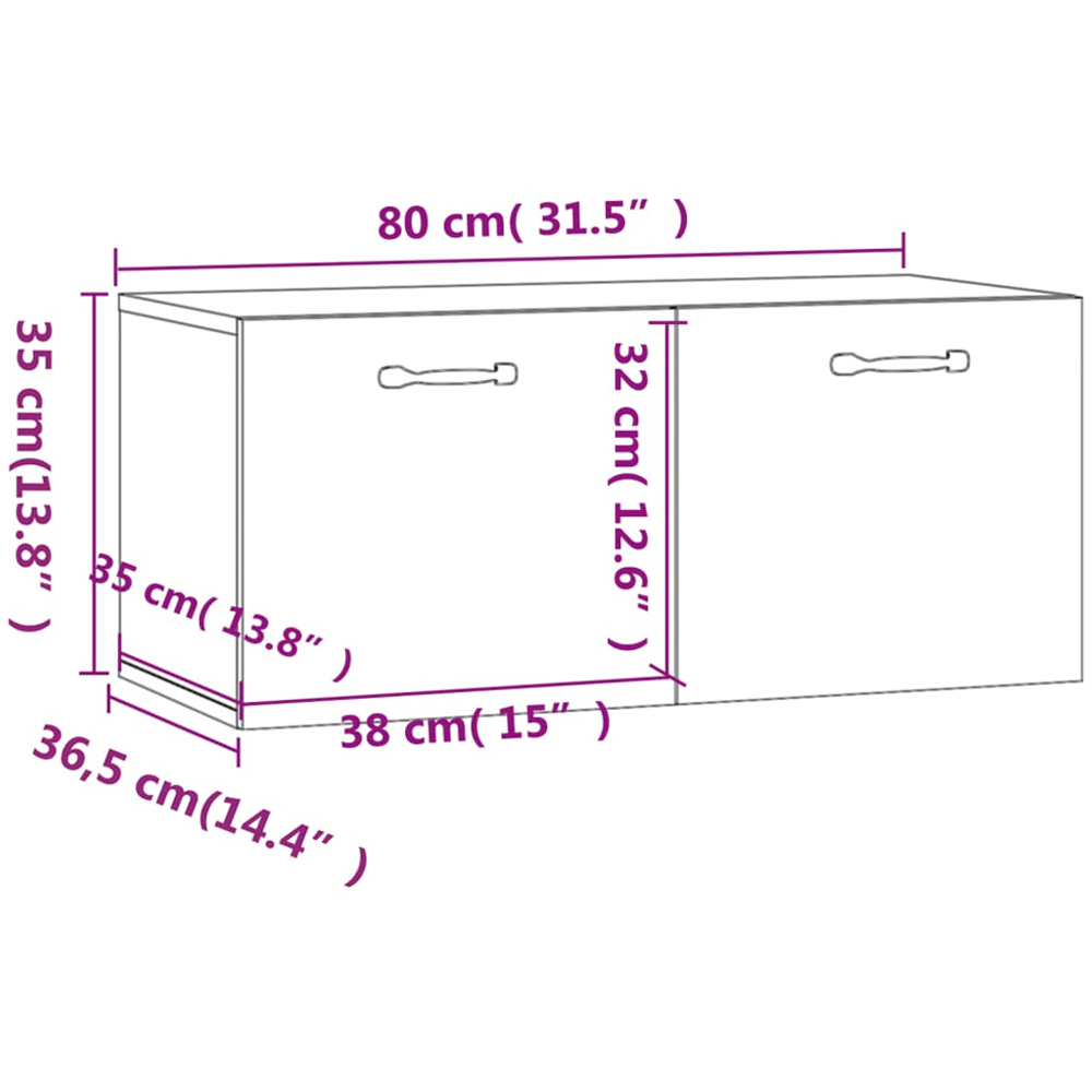 vidaXL 2 Door Concrete Grey Wall Cabinet Image 9
