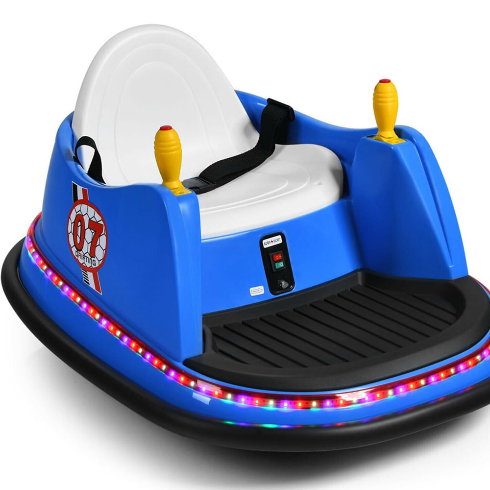 Costway Kids Blue Ride On Bumper Car with Colourful Flashing Lights and Music 6V Image 3